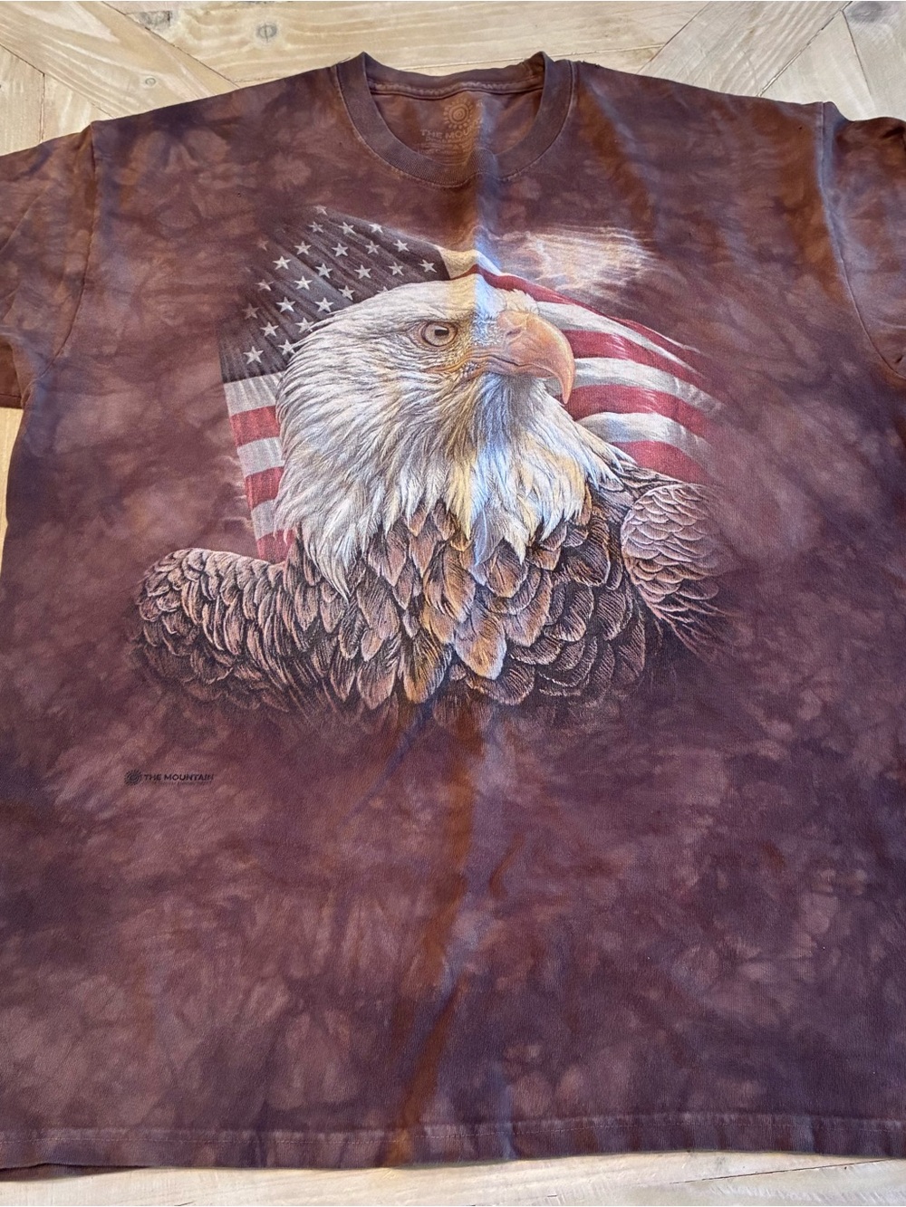 Men’s XL Bald Eagle American Flag Mountain tee shirt